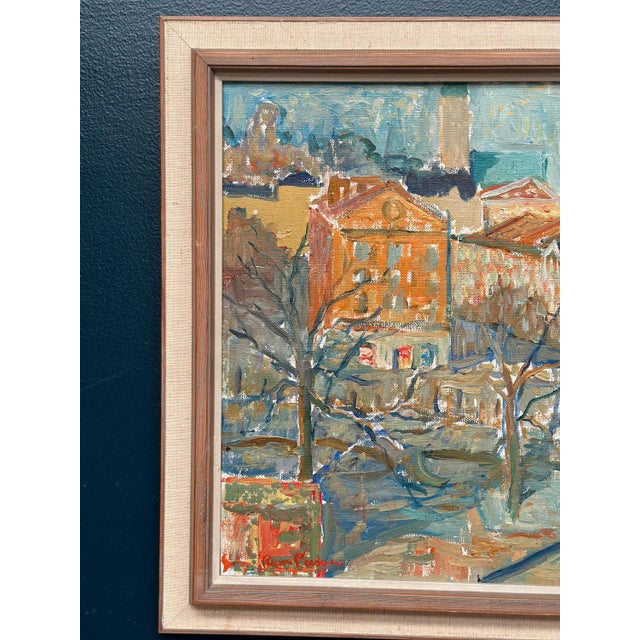Rune Person, City Scene, 1950s, Oil Painting on Canvas, Framed For Sale - Image 8 of 18