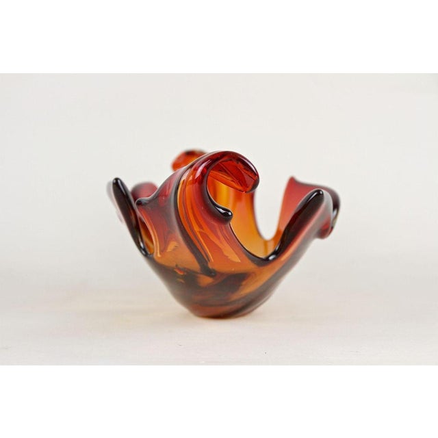 Glass Mid-Century Murano Glass Bowl in Amber, Orange, and Red Tones, Italy, 1960s For Sale - Image 7 of 18