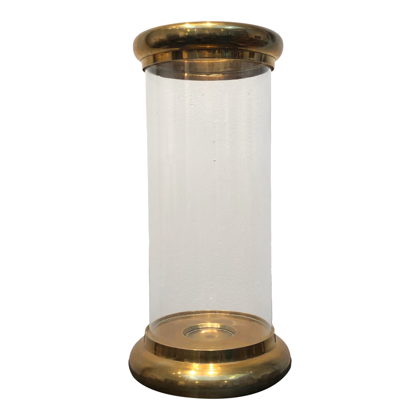 1980s Vintage Chapman Brass and Glass Hurricane Candle Holder Chairish