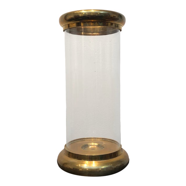 1980s Vintage Chapman Brass and Glass Hurricane Candle Holder Chairish