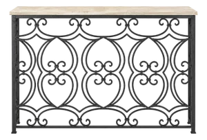 Ornate Iron Console With Cream Travertine Top