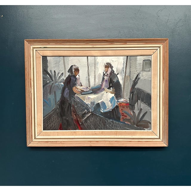 Eric Lo, Figures in Traditional Attire, 1950s, Oil on Canvas, Framed For Sale - Image 15 of 15