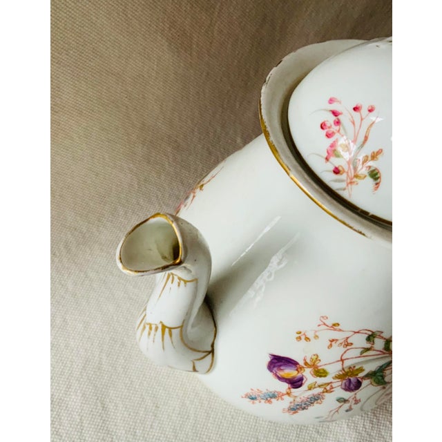 Pink Exceptional Antique French Limoges Teapot by Gerard DuFressis - Mid-19th Century For Sale - Image 8 of 9