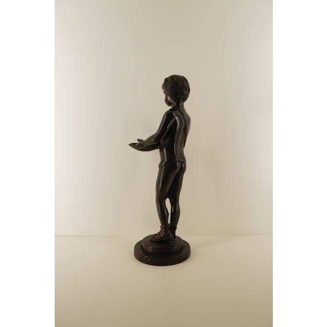 Vintage Classical Figurative Statue Holding Seashell on Round Base For Sale - Image 18 of 18
