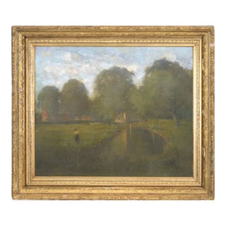 Late 19th Century Tonalist Landscape -- Afternoon by the Pond by Willis Seaver Adams For Sale