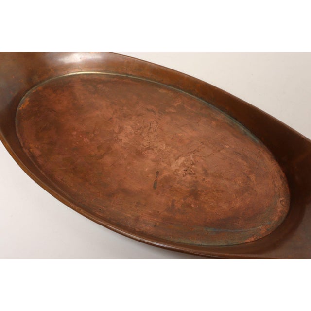 Sculptural Arts and Crafts Copper Gondola Oval Tray Attributed to w.a.s. Benson For Sale - Image 10 of 15