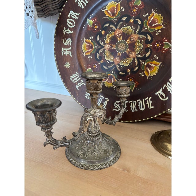 Vintage Ornate 3-Arm Candelabra For Sale In Milwaukee - Image 6 of 12