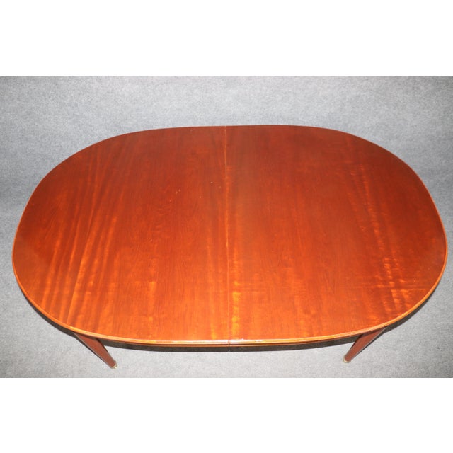 Maison Jansen Superb French-Made Maison Jansen Attributed Brass Mounted Mahogany Dining Table For Sale - Image 4 of 11