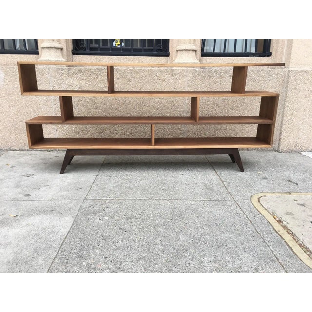 Handcrafted Staggered Bookcase in Walnut For Sale - Image 9 of 11