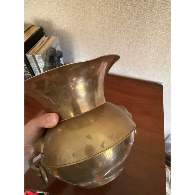 Brass Vintage Solid Brass Vase With Ring Handles For Sale - Image 8 of 8