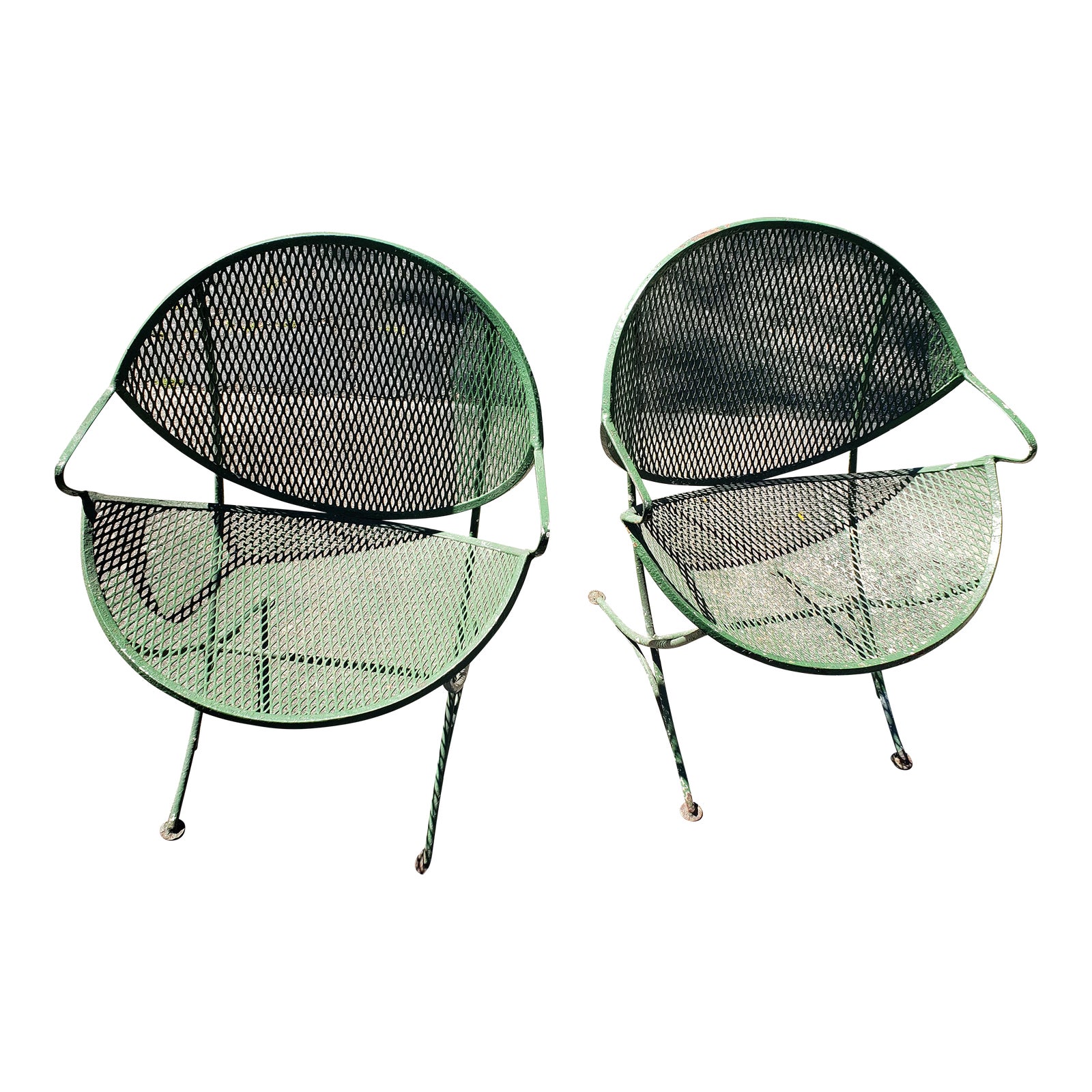 Mid-Century Modern Iron Clam Shell Arm Chairs, Attributed to Salterini ...