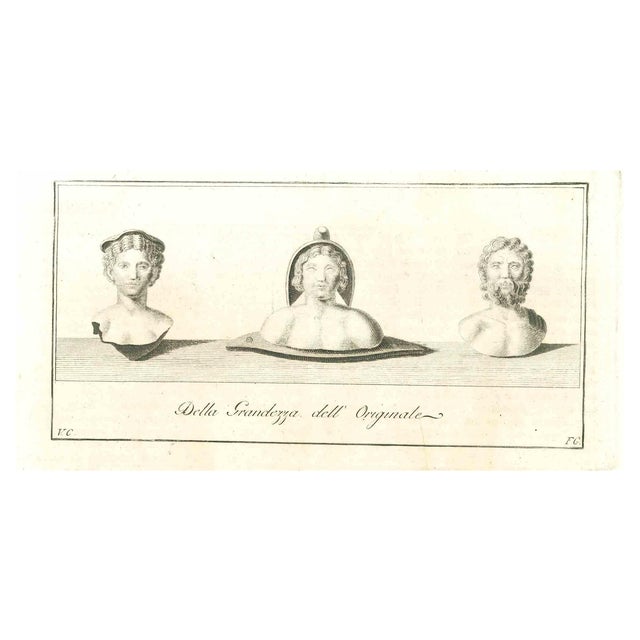 Vincenzo Campana, Ancient Roman Statues, Original Etching, 18th Century For Sale