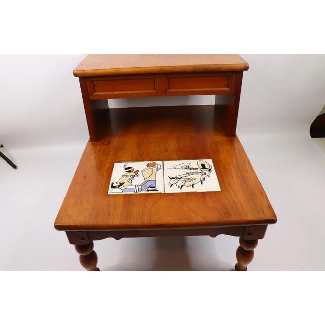 Vintage Lane Furniture Mid-Century Modern Tile Side Table For Sale In Detroit - Image 6 of 13