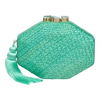 Sofia Green Octagon Clutch For Sale