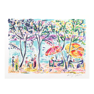 Circa 1980 Amos Yaskil Cafe Dining Lithograph