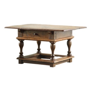 Antique Baroque Nordic Provincial Oak Table, 1800s For Sale