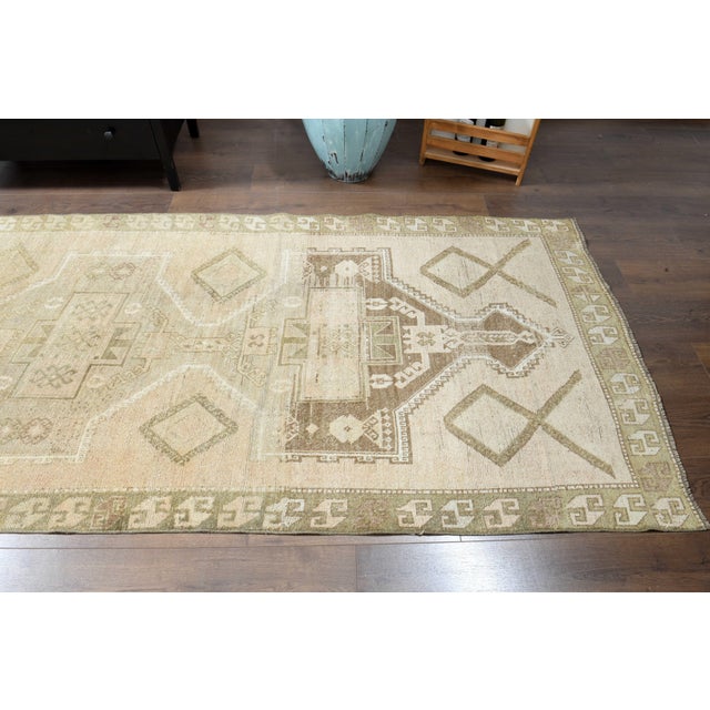 Textile 1970s Vintage Handmade Wool Cotton Turkish Area Rug For Sale - Image 7 of 11