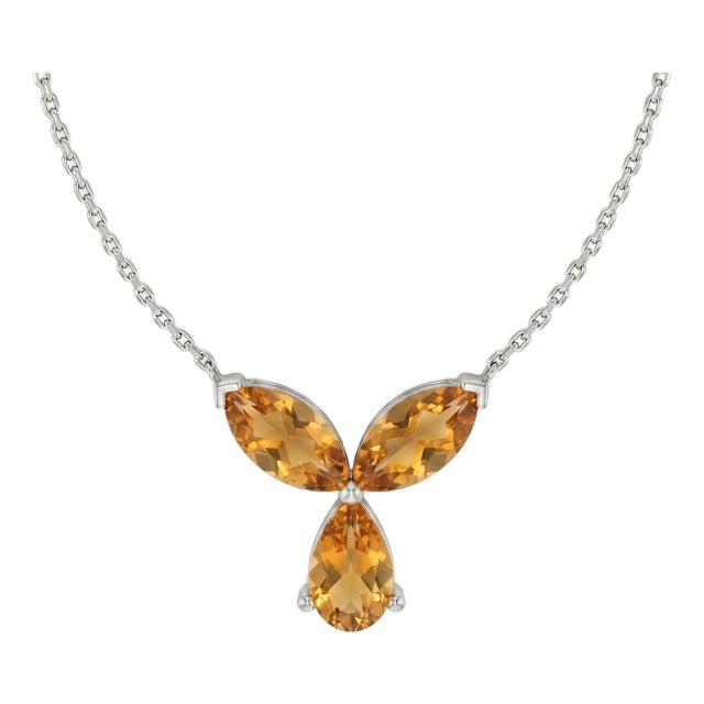Citrine Floral Handmade Necklace, November Birthstone Minimalist Necklace For Sale