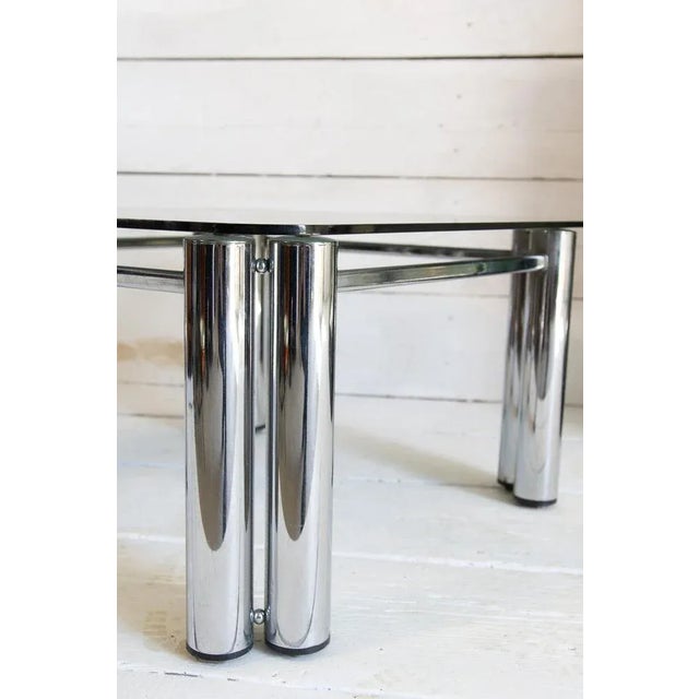 Smoked Glass and Steel Coffee Table, 1970s For Sale - Image 6 of 11
