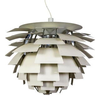 Late 20th Century Large White Ph Artichoke Pendant Light For Sale