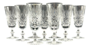 Vintage Scottish Champagne Flutes, 1950s, Set of 9