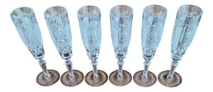 Vintage Crystal Champagne Glasses, 1970s, Set of 6