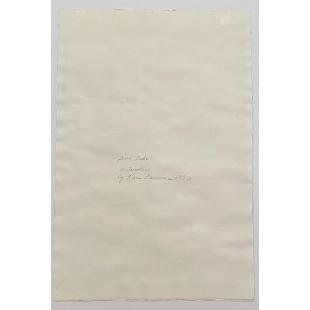 1993 Karen Lawrence Swan Lake Watercolor For Sale - Image 6 of 6