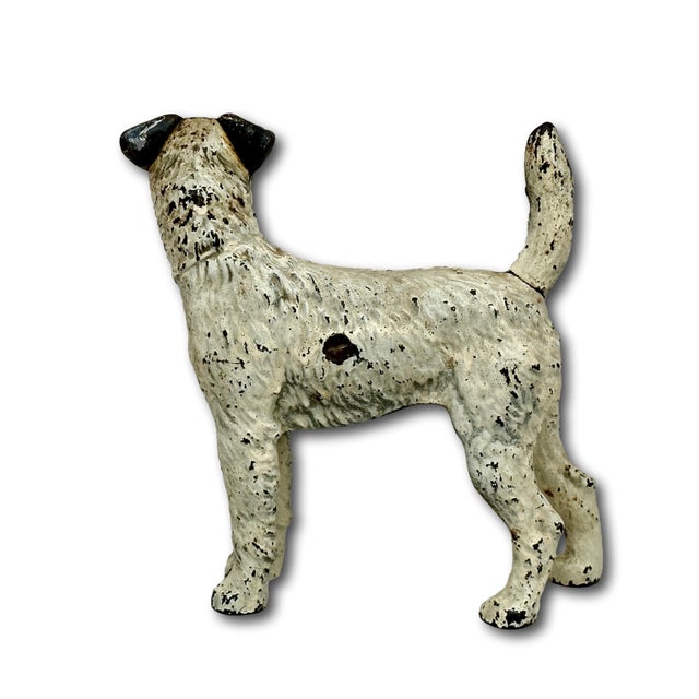 Vintage 1930s American Hubley Manufacturing Company Cast Iron Fox Terrier Dog Doorstop For Sale - Image 9 of 18