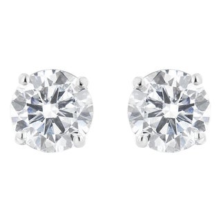 14k White Gold Solitaire Diamond Stud Earrings (1.5 cttw, H-I Color, SI1-SI2 Clarity) For Sale