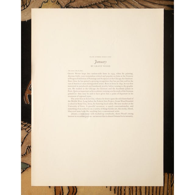 Gray 1939 After Grant Wood "January", First Edition Period Offset Lithograph For Sale - Image 8 of 10