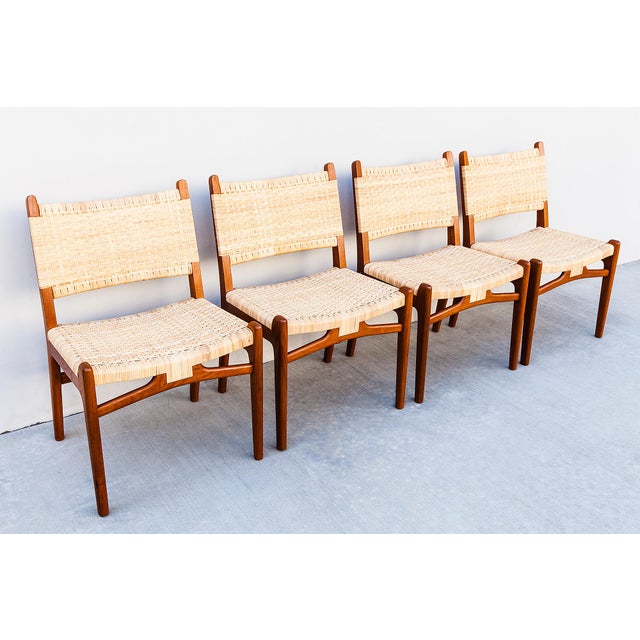 Hans Wegner Ch 31 Teak & Rattan Dining Chairs, Danish Mid Century Modern For Sale - Image 14 of 16
