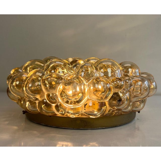 Light Yellow Large Bubble Flush Mount in Amber attributed to Helena Tynell for Glashütte Limburg, 1960s For Sale - Image 8 of 14