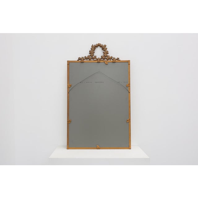 1950s Louis XVI Style Gilt Mirror with Laurel Wreath Crest, Belgium, 1950s For Sale - Image 5 of 12