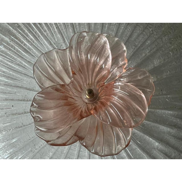 Metal Pink Murano Glass Ceiling Light, 1980s For Sale - Image 7 of 12