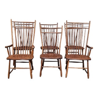 Early 20th Century Set of 6 S Bent Bros. Modern Colonial Revival Birdcage Windsor Chairs For Sale