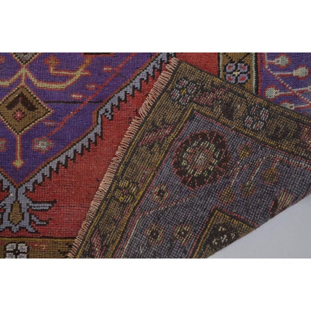 1960s Faded Orange & Purple Runner Rug For Sale - Image 9 of 10