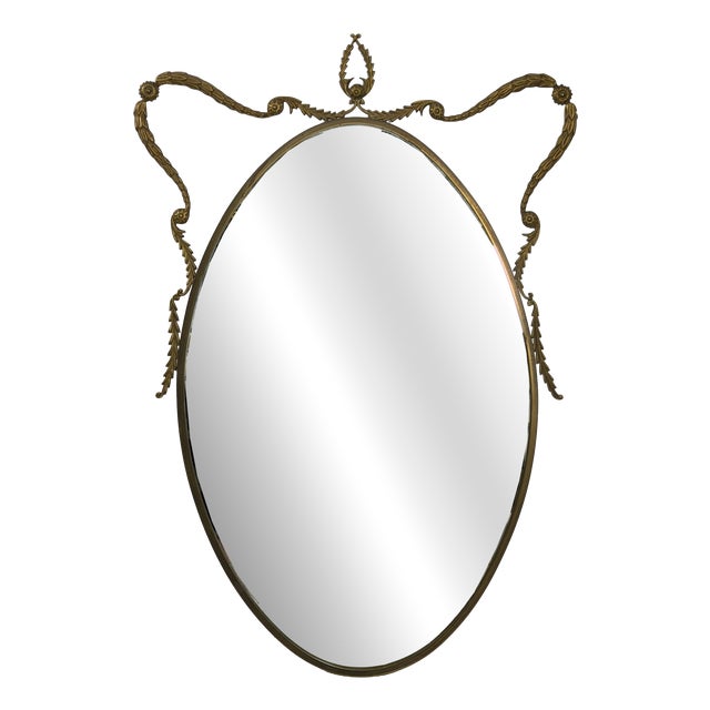 Mid-Century Italian Brass Mirror, 1960s For Sale