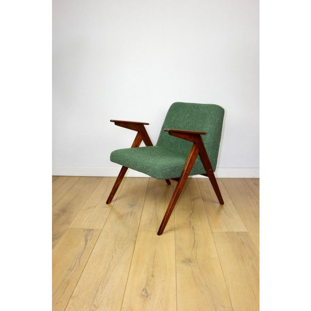 Green Bouclé Bunny Lounge Chair attributed to J. Chierowski, 1970s For Sale - Image 12 of 13