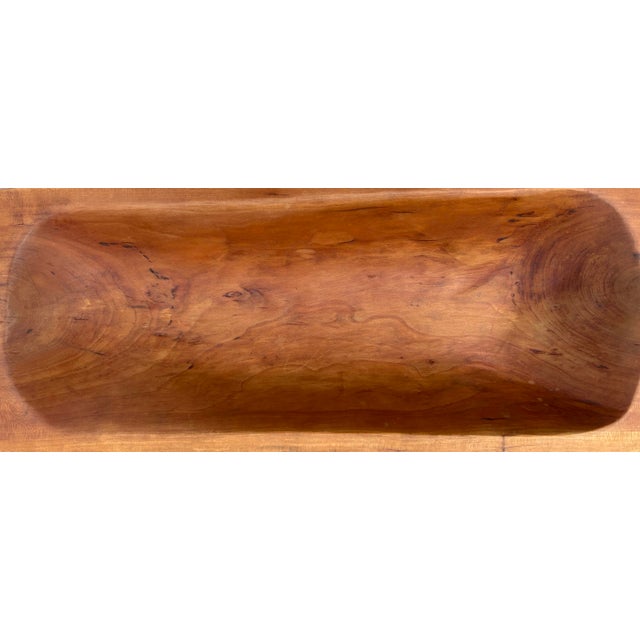 Vintage Hand Carved Long Wood Dough Bowl For Sale - Image 10 of 11
