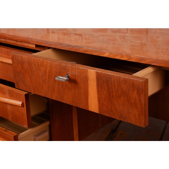 This writing desk is an excellent representative of 1950s Czechoslovak design, a period known as Mid-Century Modern. It...