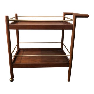 Wood & Brass Bar Cart For Sale