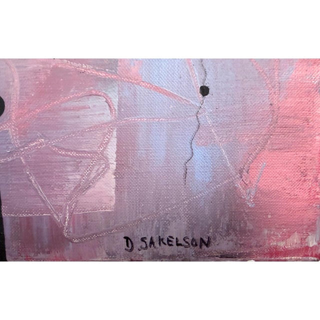 Late 20th Century Late 20th Century Signed Abstract Painting by Dennis Sakelson - Acrylic on Cavas For Sale - Image 5 of 9