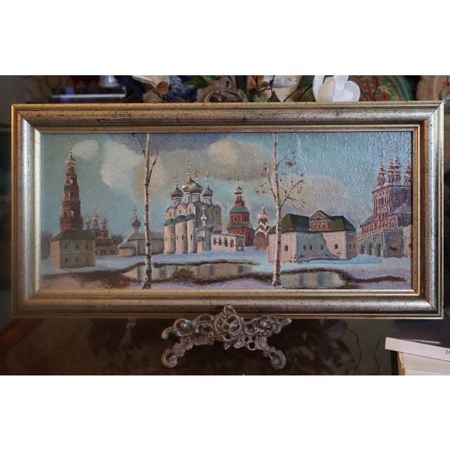 Original Oil Painting of Zagorsk (Sergiev Posad) Monastery Complex, Moscow Provenance, 1992 For Sale - Image 4 of 18