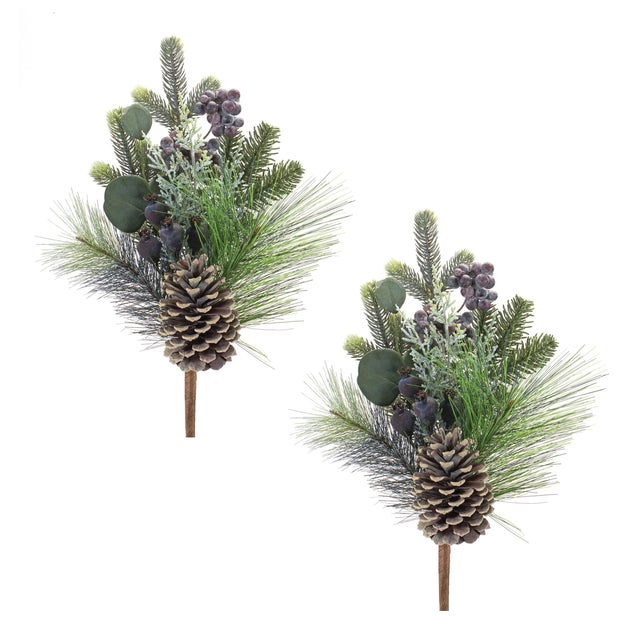 Rustic Pine Eucalyptus Pick (Set of 2) For Sale - Image 3 of 3