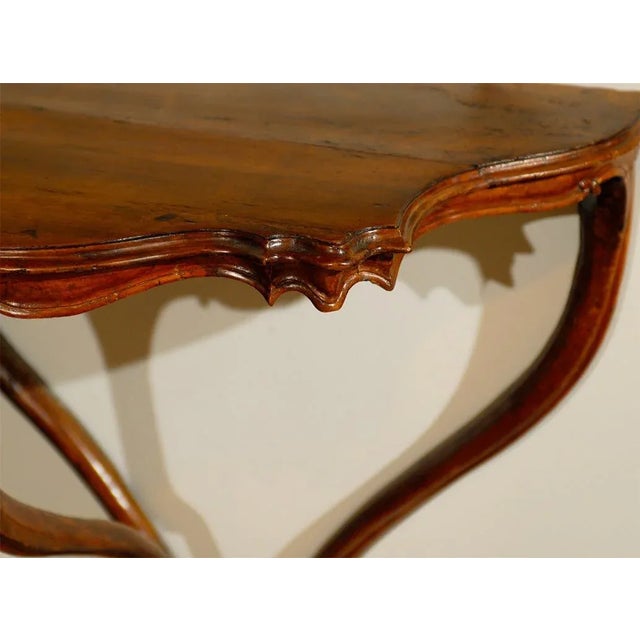 Rococo Italian Rococo Late 18th Century Walnut Console Table with Authentic Patina For Sale - Image 3 of 10
