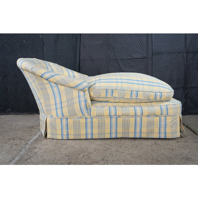Early 20th-Century Tufted Plaid Chaise Lounge on Turned Mahogany Baluster Legs For Sale - Image 14 of 18