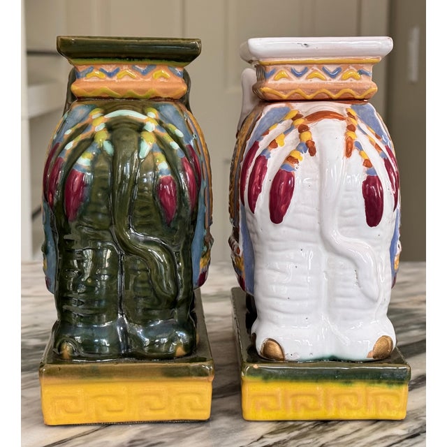 Vintage Asian Elephant Tabletop Plant Stands - A Set of Two For Sale - Image 14 of 16