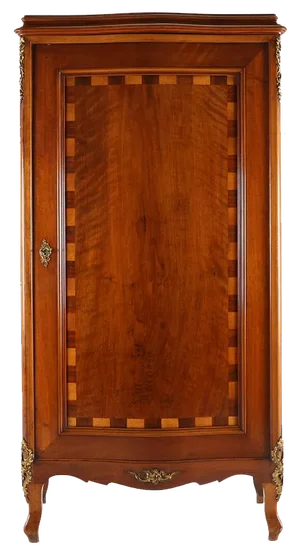 Antique Wooden Cabinet with Inlay and Bronze Decorations, 1860
