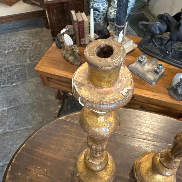 Early 19th Century Set of Two Empire Giltwood Sicilian Torcheres For Sale - Image 4 of 12
