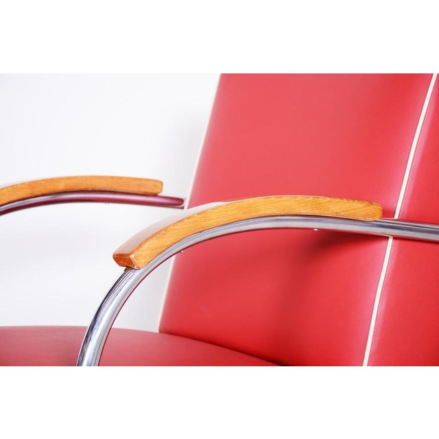 Bauhaus Armchair in Chrome and Leather attributed to Mücke-Melder, Czech, 1930s For Sale - Image 4 of 11